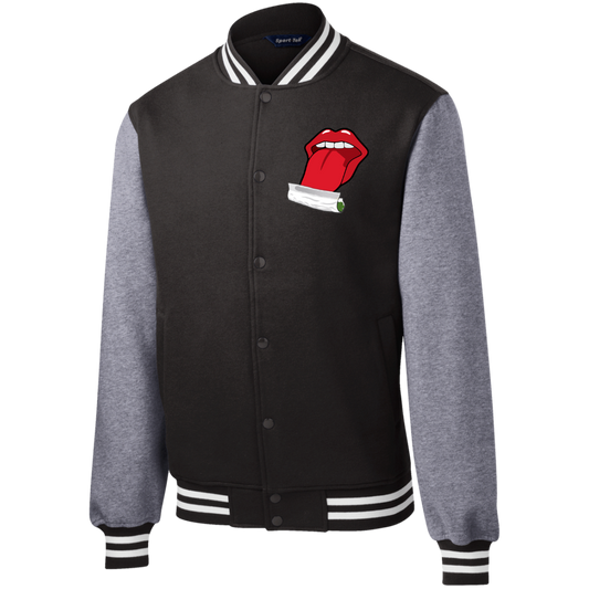 "ROLLING JOINT" Mens Fleece Letterman Jacket