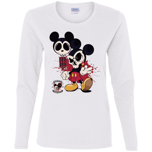 "MICKEY GO BOOM" Ladies' Cotton LS T-Shirt