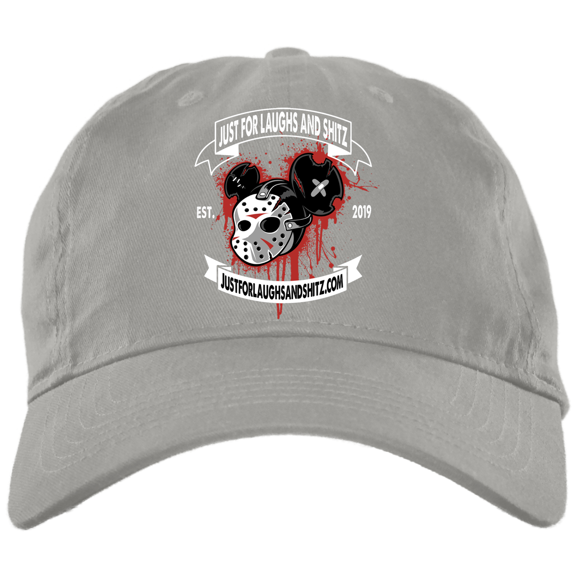 "MICKY MASK" with white banner Brushed Twill Unstructured Dad Cap