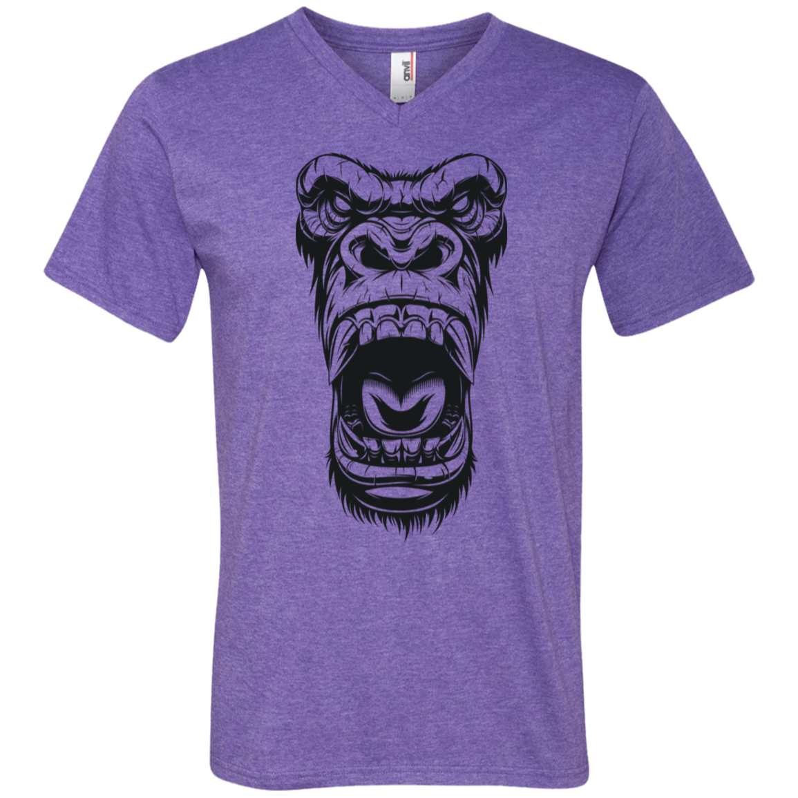 "GORILLA FACE" Men's Printed V-Neck T-Shirt