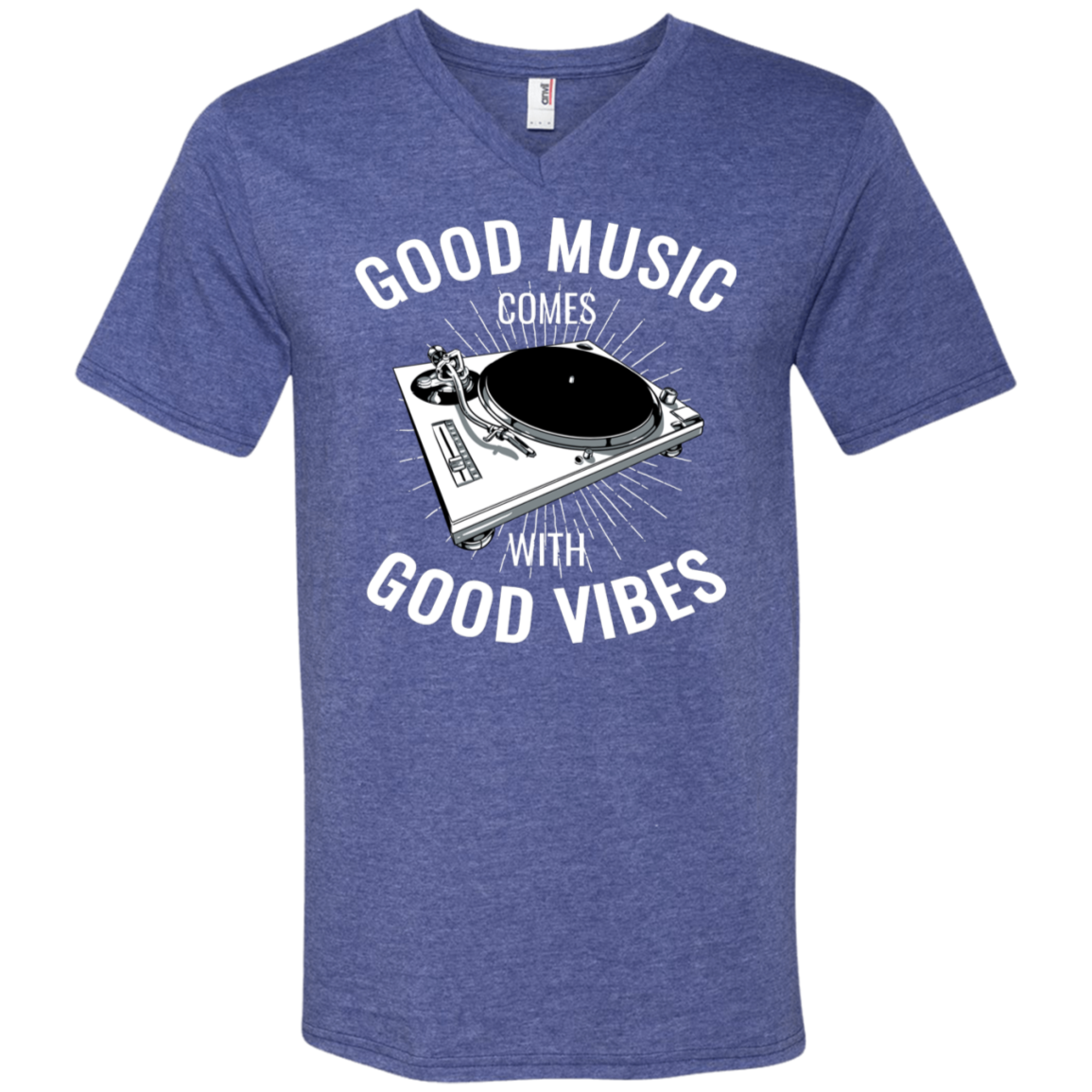 "GOOD VIBES" Men's Printed V-Neck T-Shirt