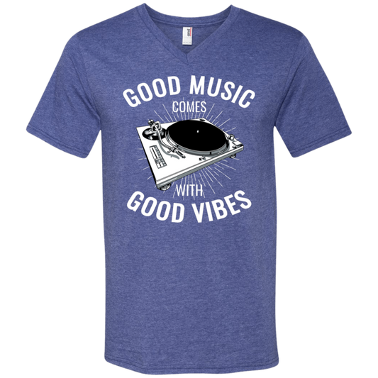 "GOOD VIBES" Men's Printed V-Neck T-Shirt