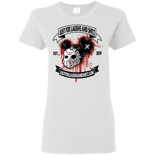 "MICKEY MASK" with black banner Ladies' 5.3 oz. T-Shirt