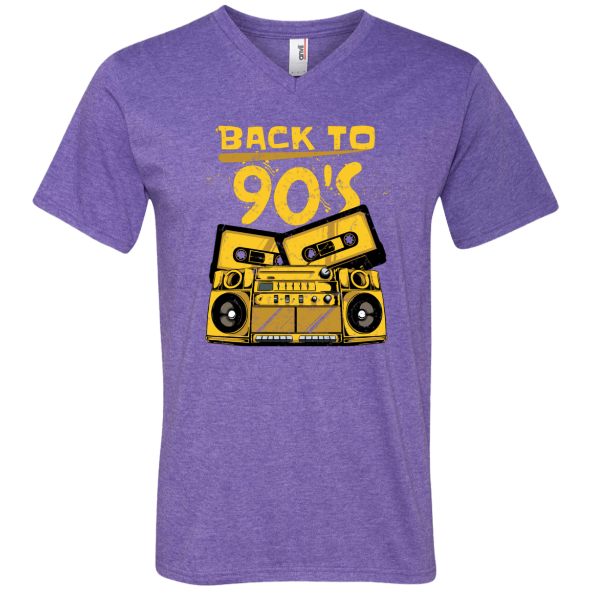 "BACK TO 90'S" Men's Printed V-Neck T-Shirt