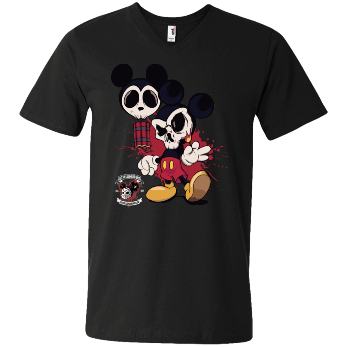 "MICKEY GO BOOM" Men's Printed V-Neck T-Shirt