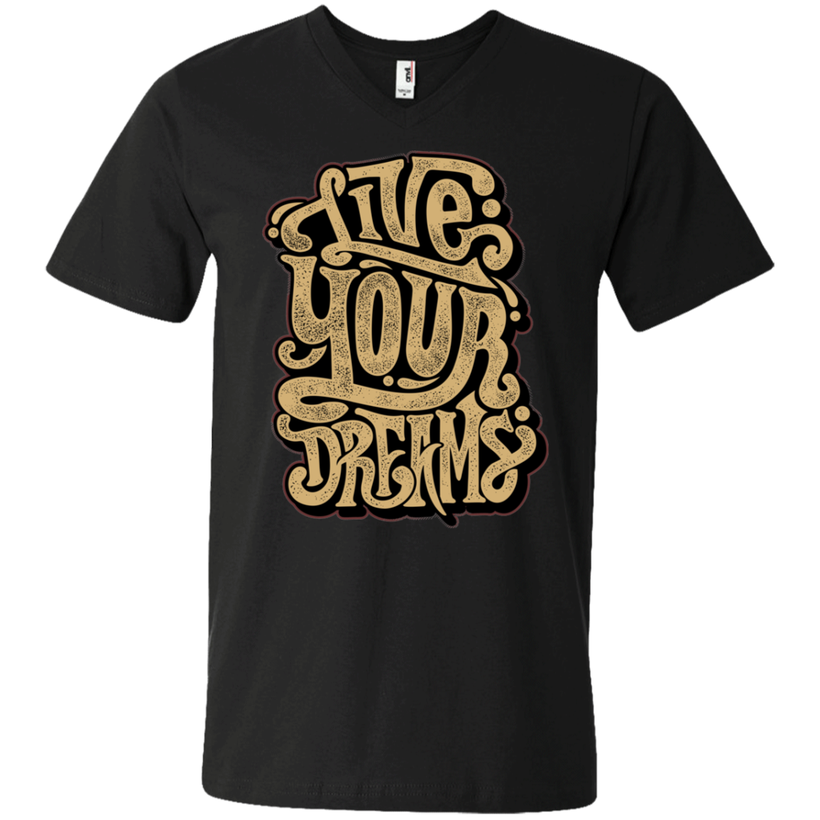 "LIVE YOUR DREAMS" Men's Printed V-Neck T-Shirt