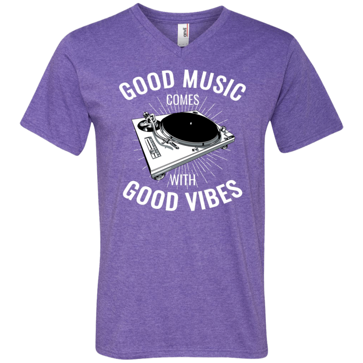 "GOOD VIBES" Men's Printed V-Neck T-Shirt