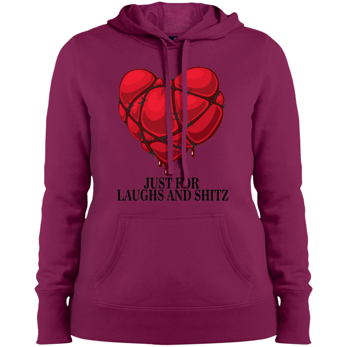 "MY BLOODY HEART" Ladies' Pullover Hooded Sweatshirt in black print