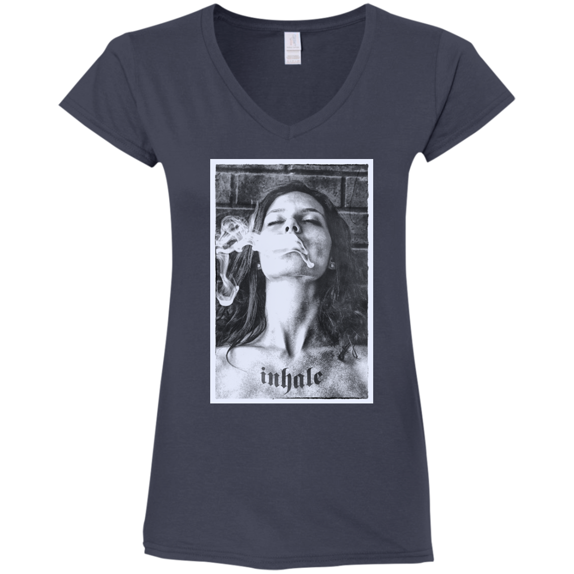 "INHALE" Ladies' Fitted Softstyle 4.5 oz V-Neck T-Shirt