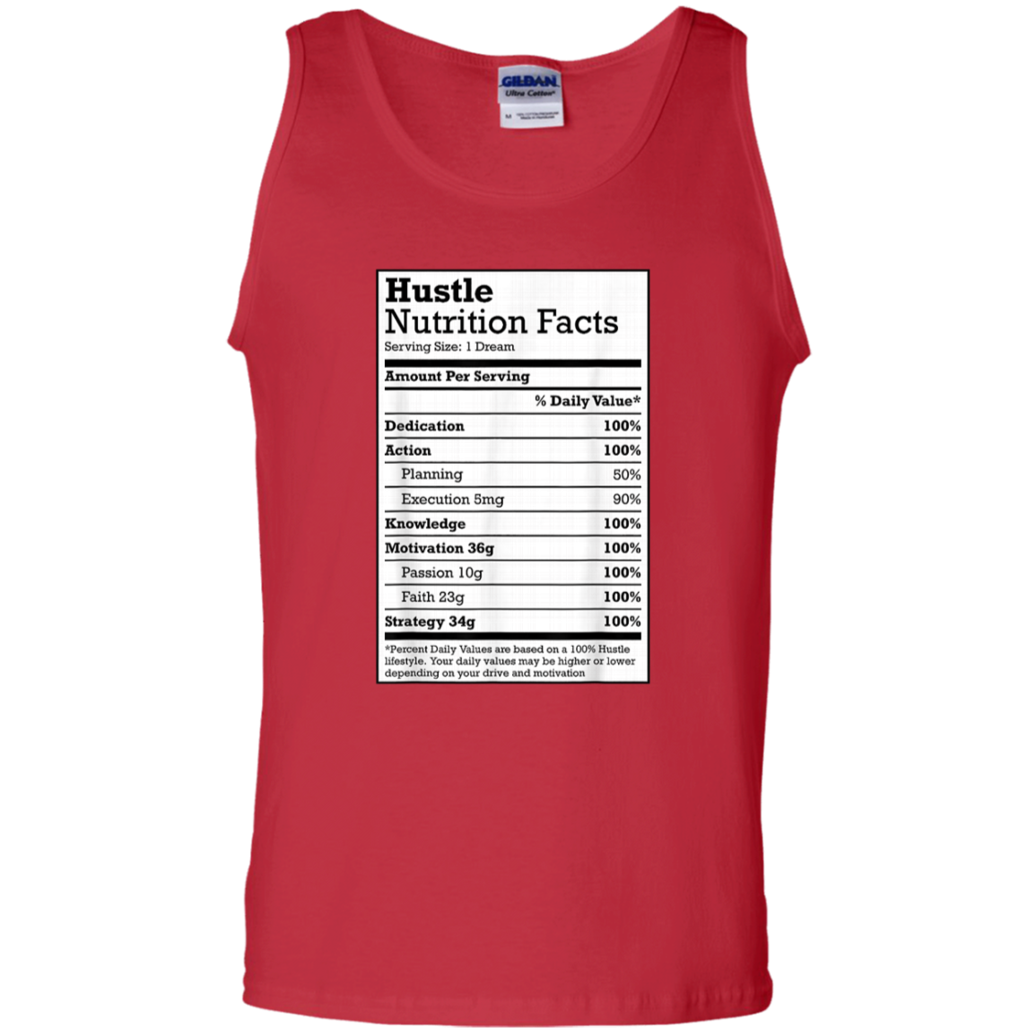 "HUSTLE NUTRITION FACTS" 100% Cotton Tank Top