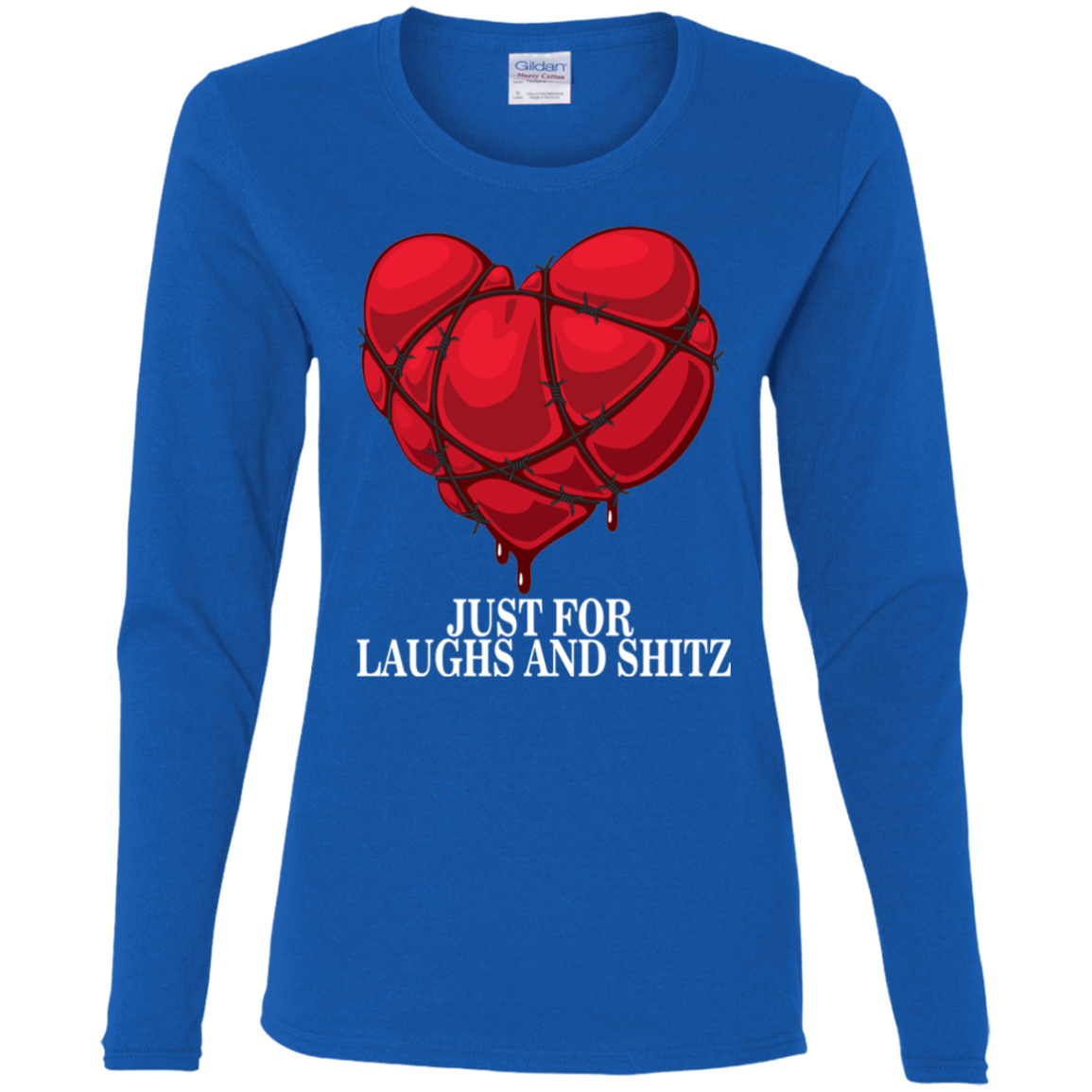 "MY BLOODY HEART" Ladies' Cotton LS T-Shirt in white print