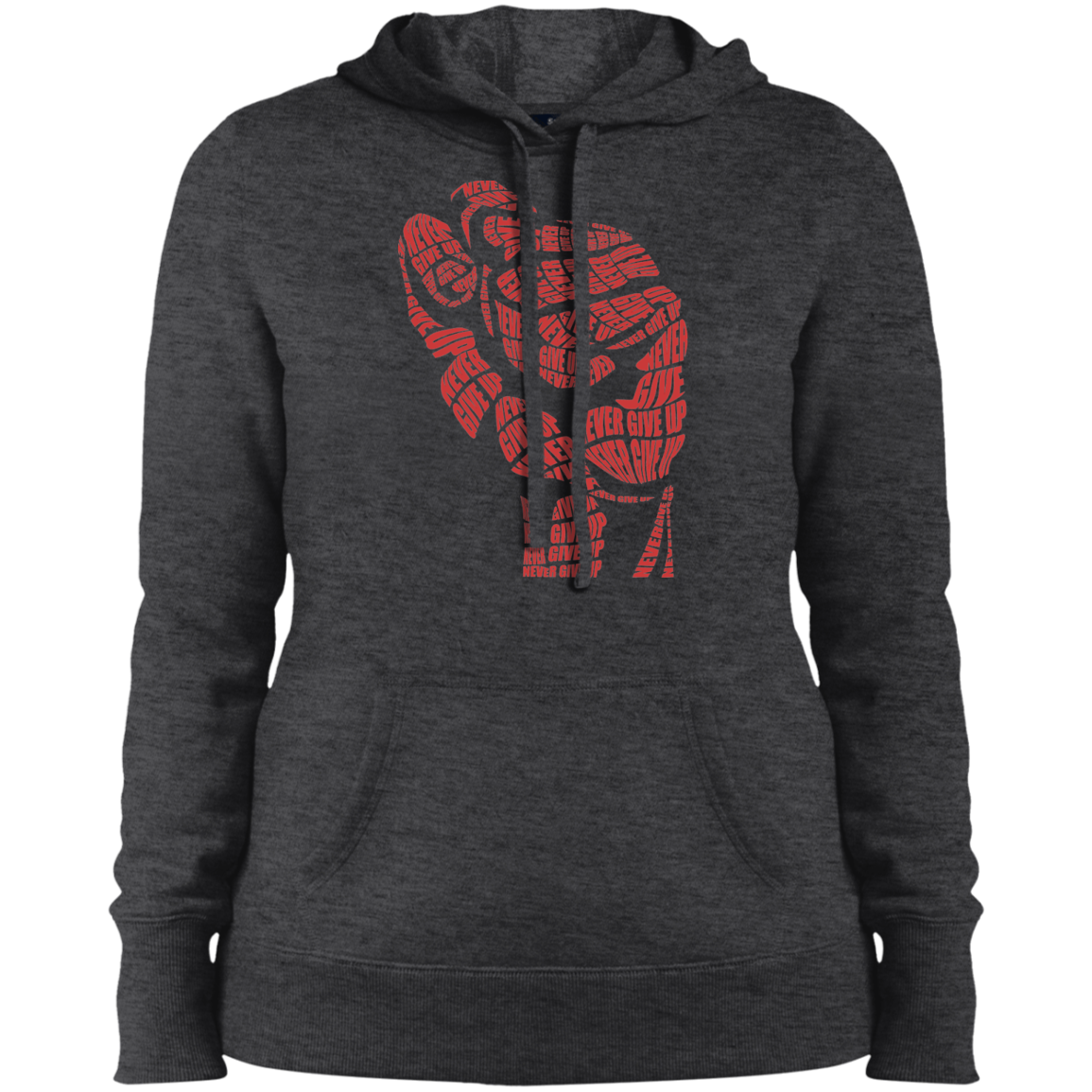 "NEVER GIVE UP" Ladies' Pullover Hooded Sweatshirt