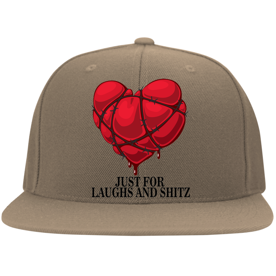 "MY BLOODY HEART" in black print Flat Bill Twill Flexfit Cap