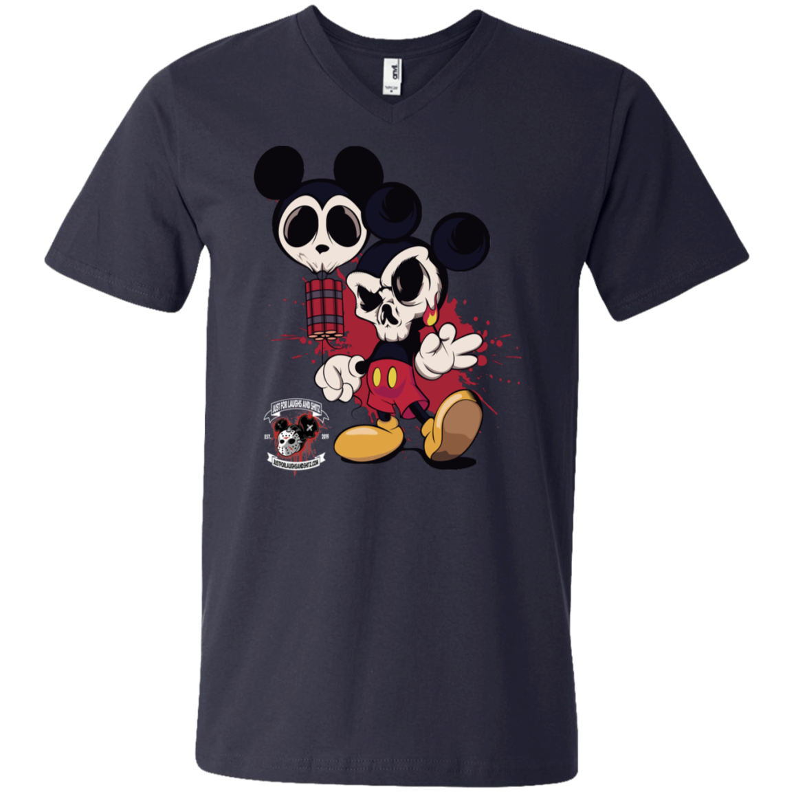 "MICKEY GO BOOM" Men's Printed V-Neck T-Shirt