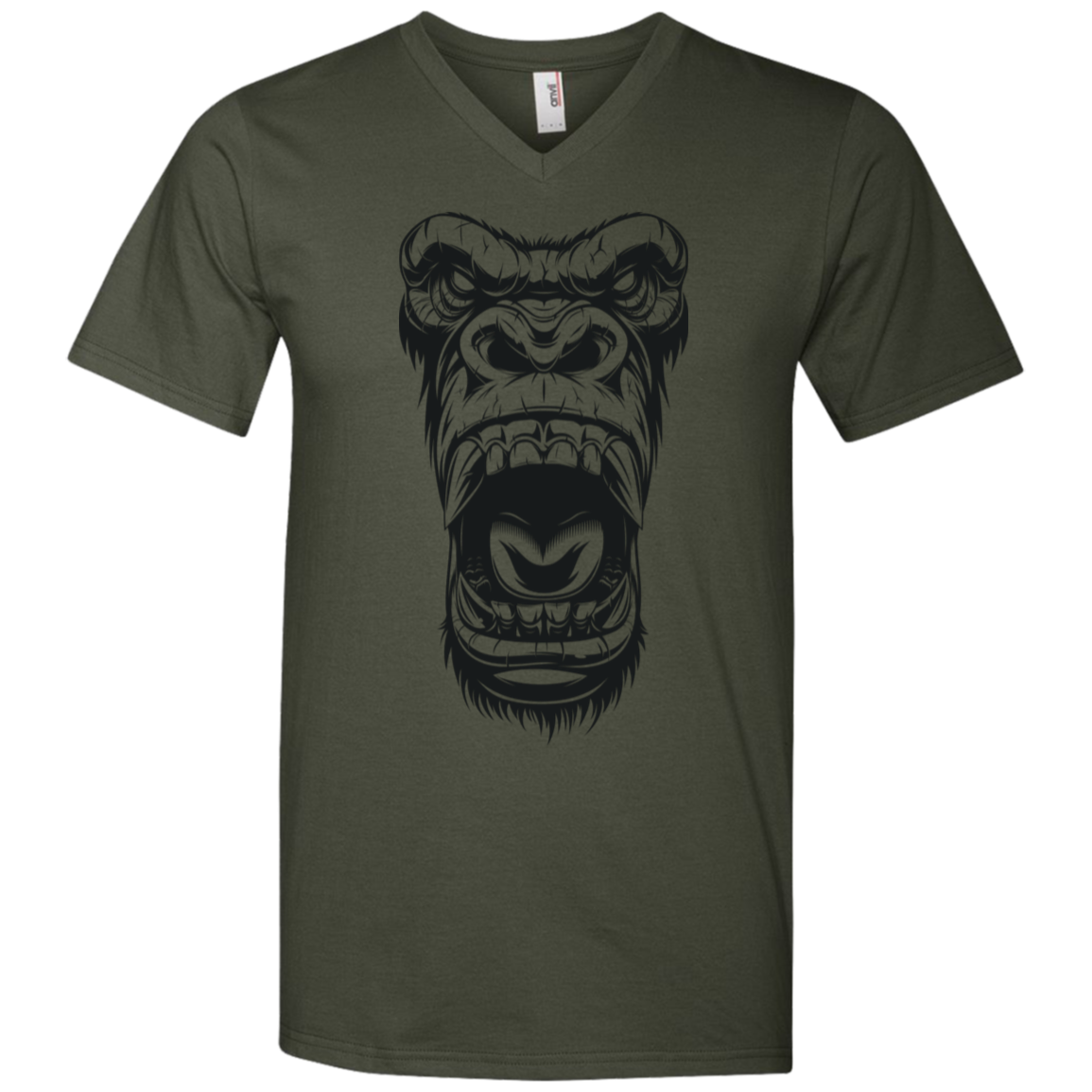 "GORILLA FACE" Men's Printed V-Neck T-Shirt