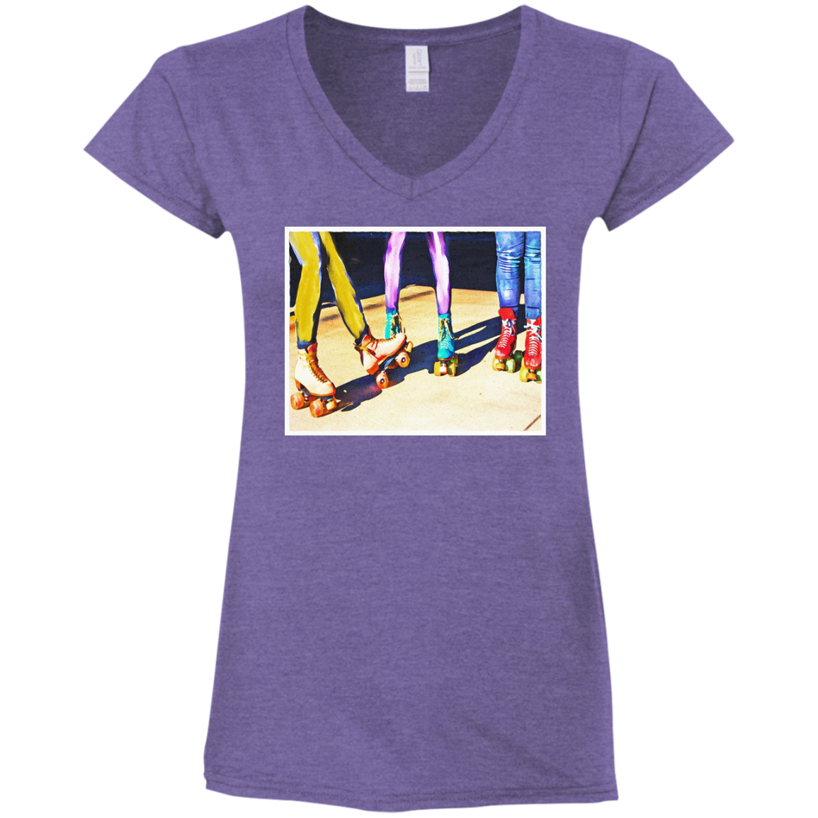 "ROLLER BOOGIE" Ladies' Fitted Softstyle 4.5 oz V-Neck T-Shirt