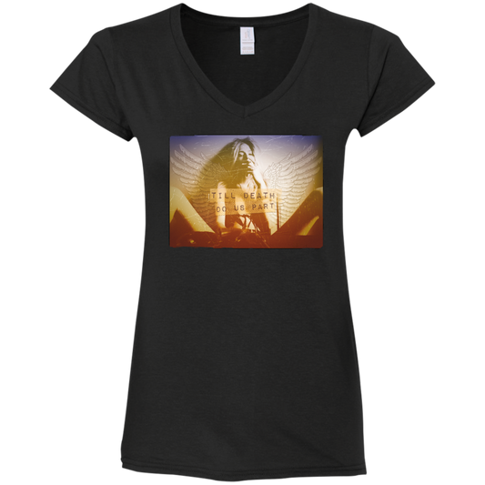 "TILL DEATH DO US" Ladies' Fitted Softstyle 4.5 oz V-Neck T-Shirt