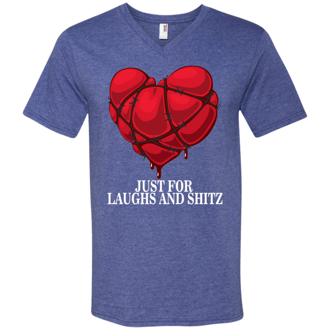 "MY BLOODY HEART" In White Print Men's Printed V-Neck T-Shirt