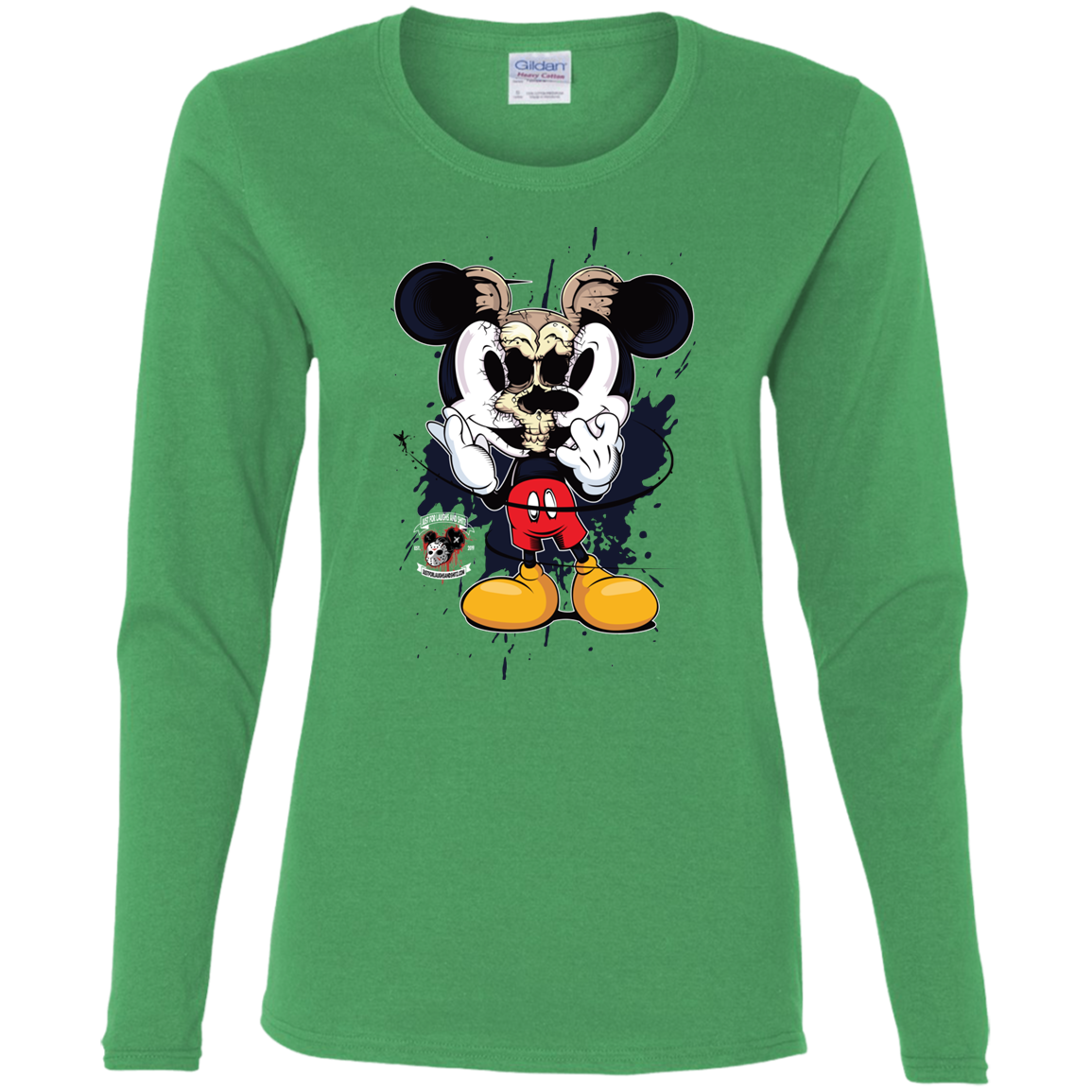 "SKULL MICKEY" Ladies' Cotton LS T-Shirt