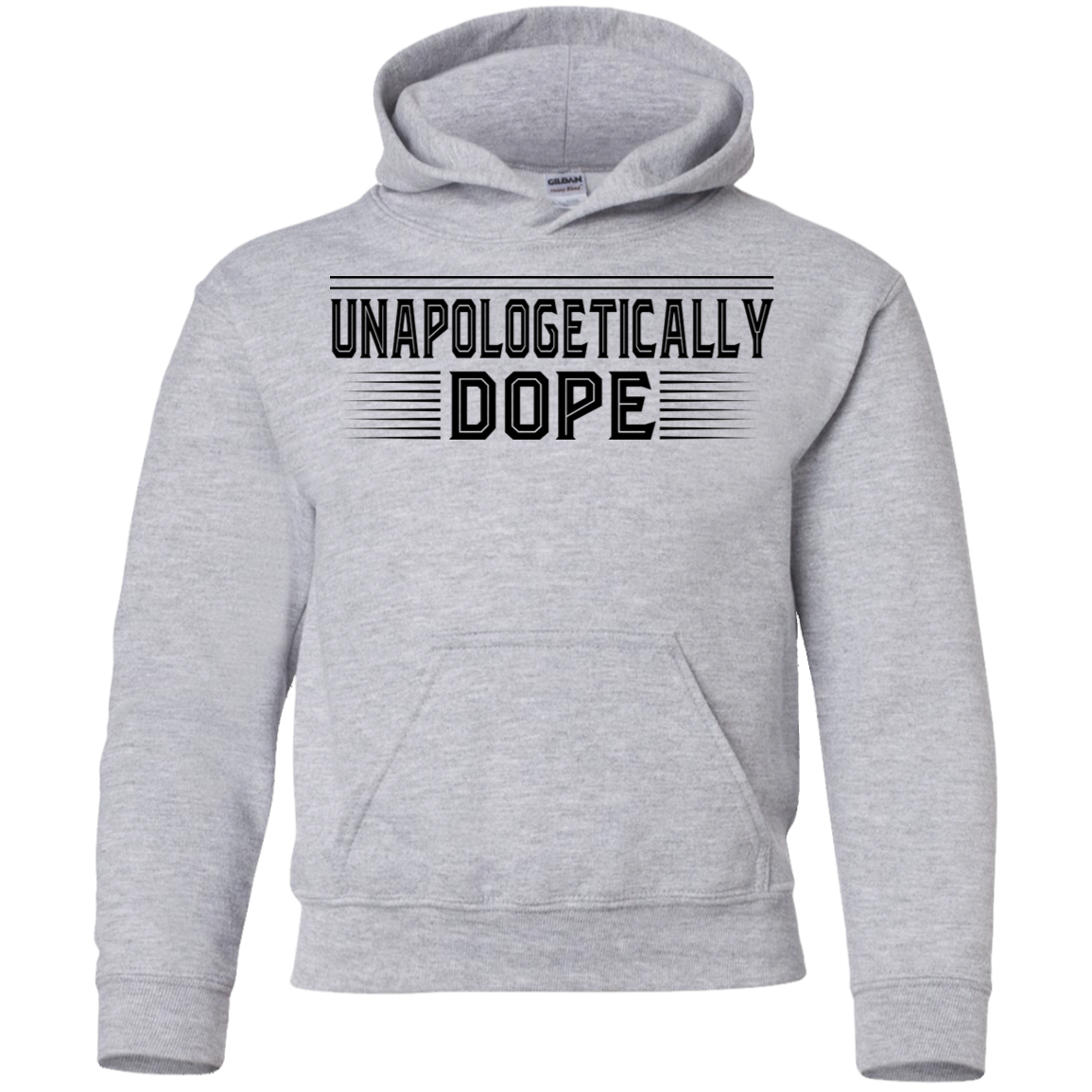 "UNAPOLOGETICALL DOPE" Youth Pullover Hoodie in black print