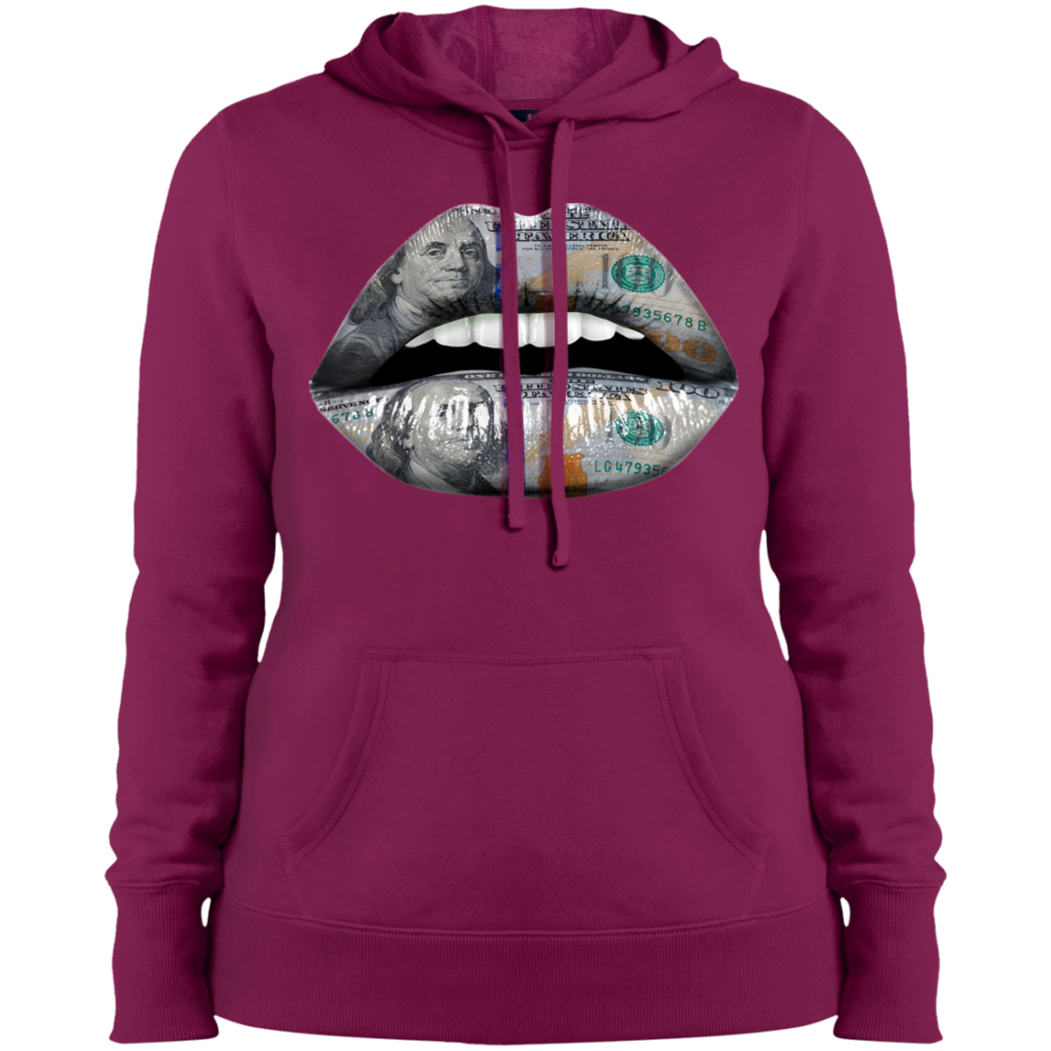 "100 DOLLAR LIPS" Ladies' Pullover Hooded Sweatshirt