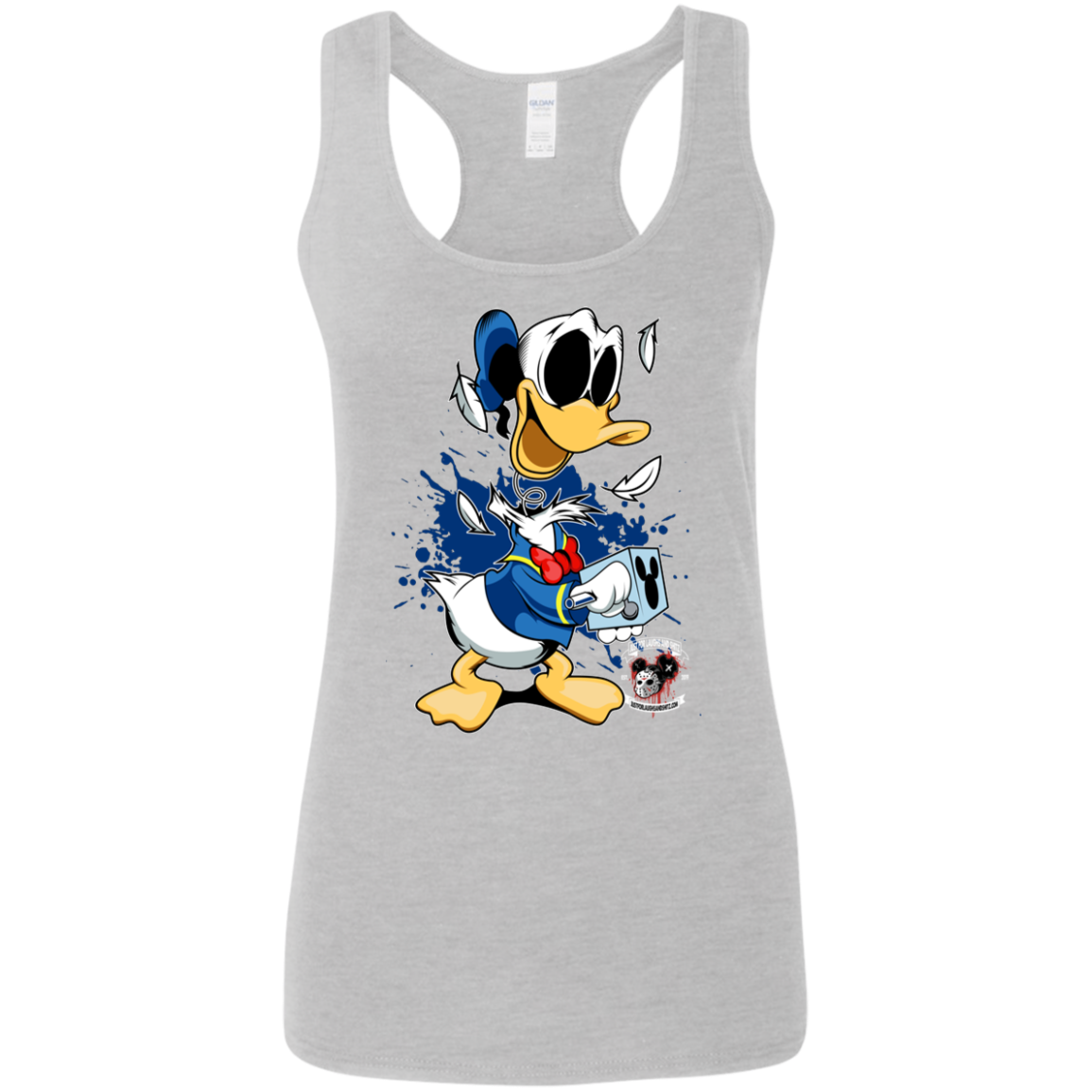 "DONALD IN A BOX" Ladies' Softstyle Racerback Tank