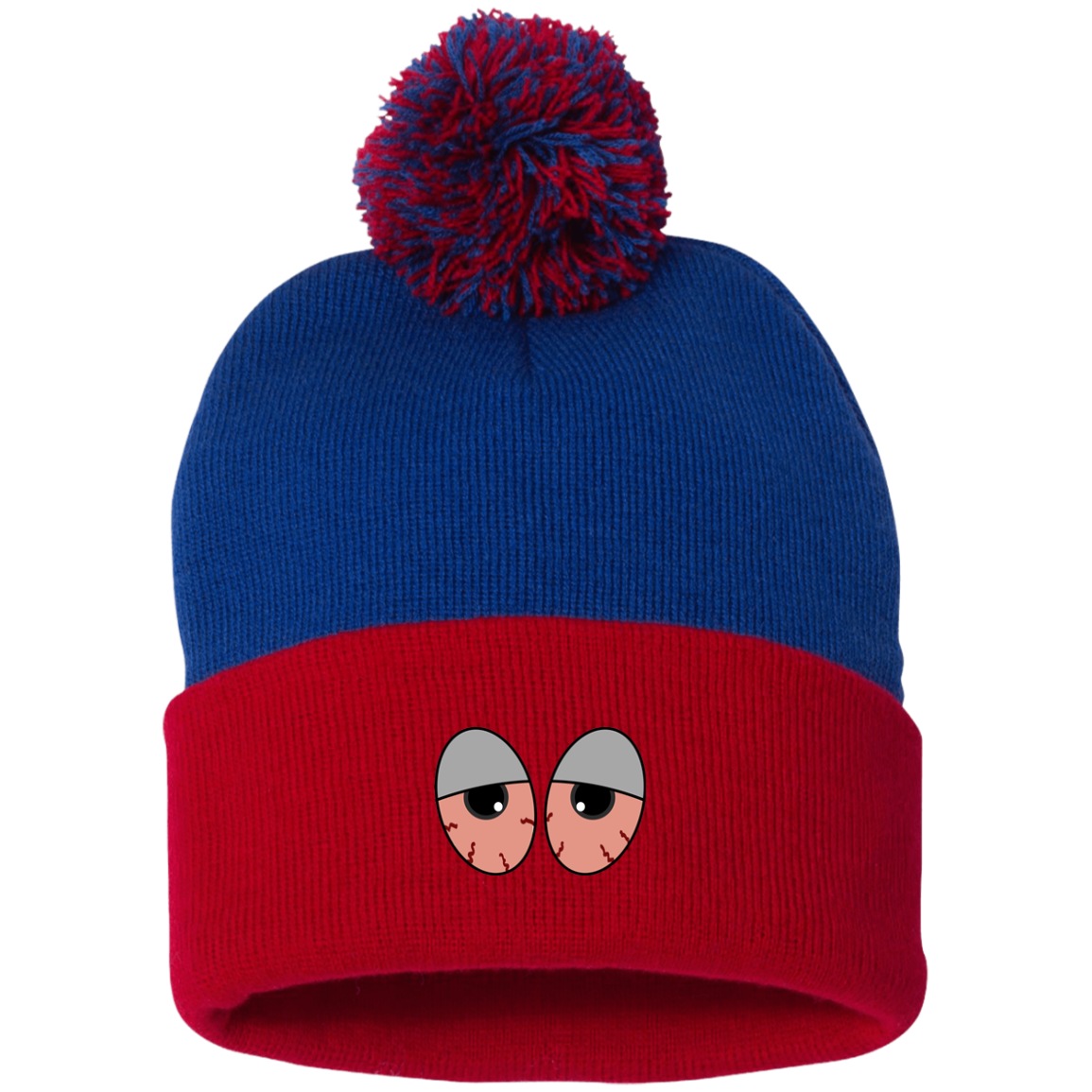 "RED EYES" Pom Pom Knit Cap