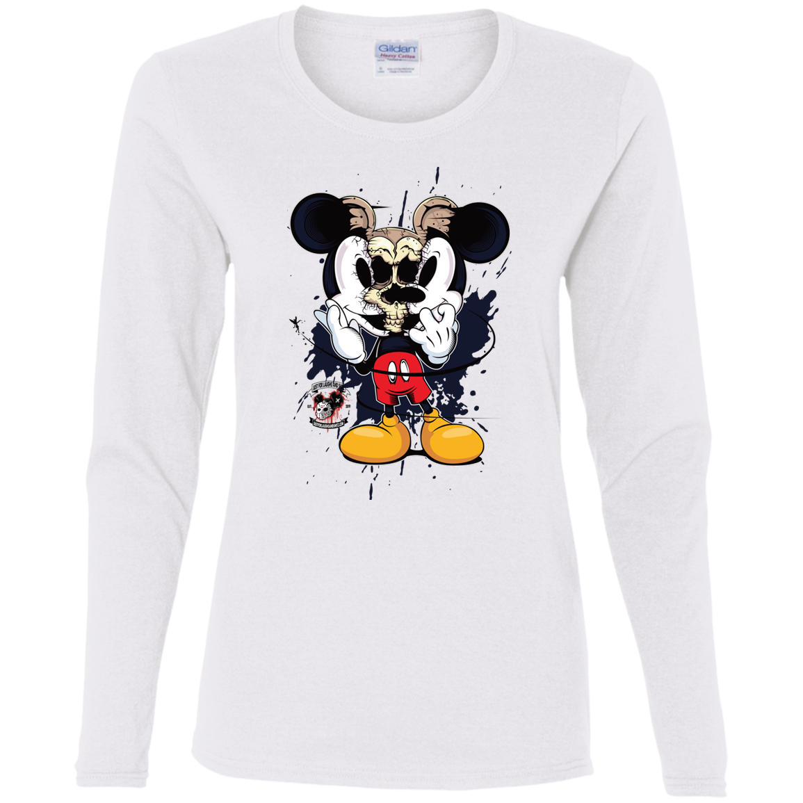 "SKULL MICKEY" Ladies' Cotton LS T-Shirt