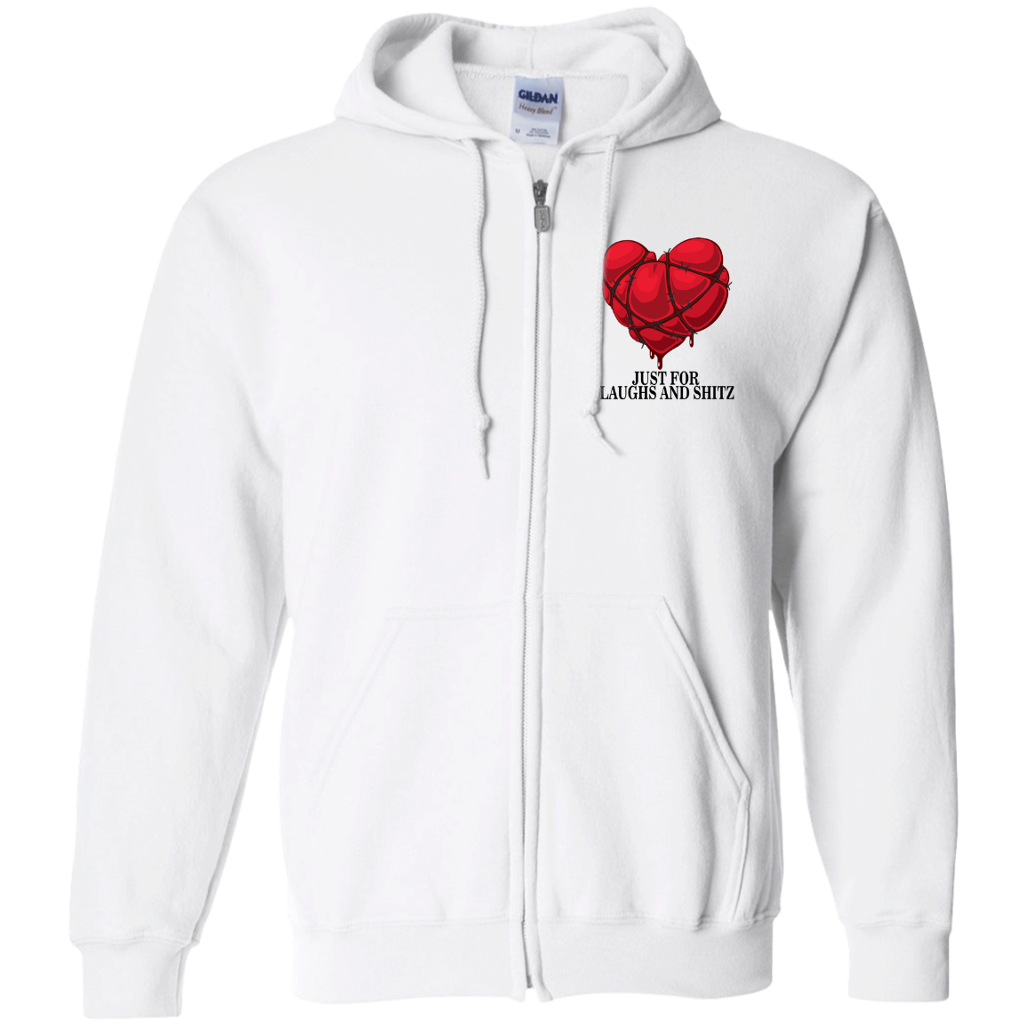 "MY BLOODY HEART" in black print Zip Up Hooded Sweatshirt