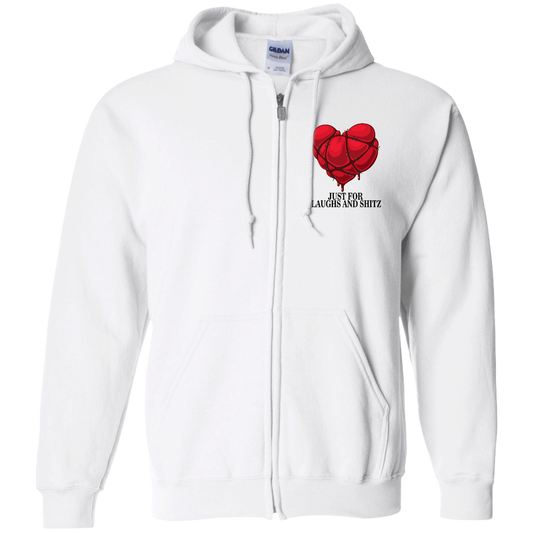 "MY BLOODY HEART" in black print Zip Up Hooded Sweatshirt