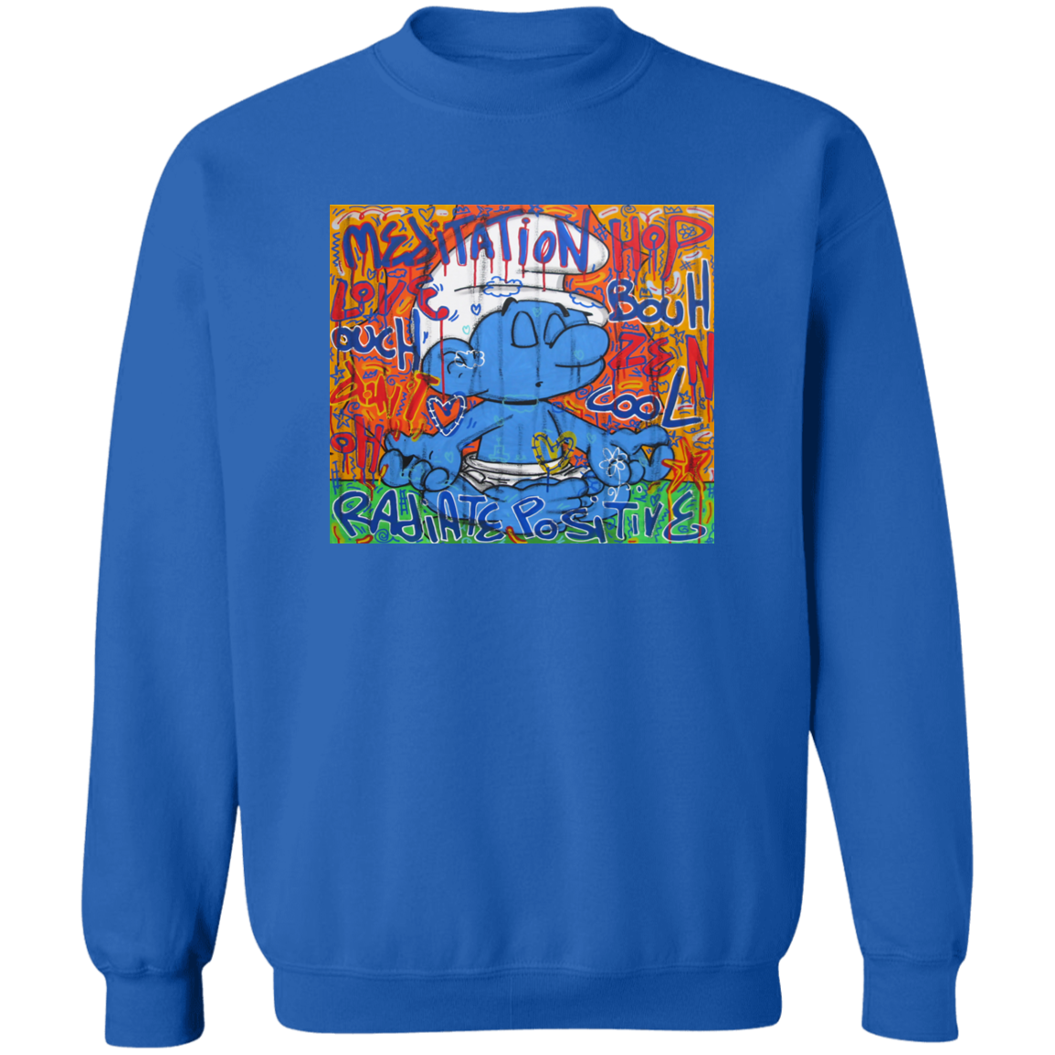 "MEDITATION SMURF" Crewneck Pullover Sweatshirt