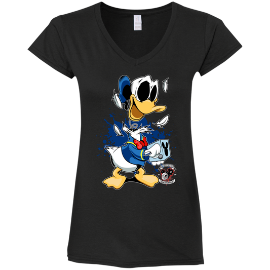 "DONALD IN A BOX" Ladies' Fitted Softstyle 4.5 oz V-Neck T-Shirt