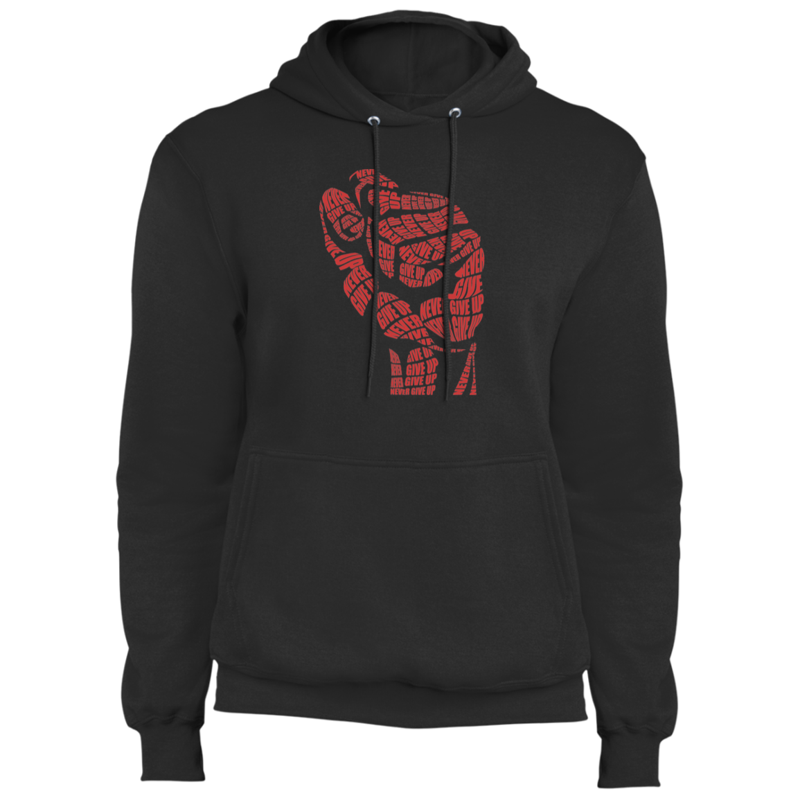 "NEVER GIVE UP" Core Fleece Pullover Hoodie