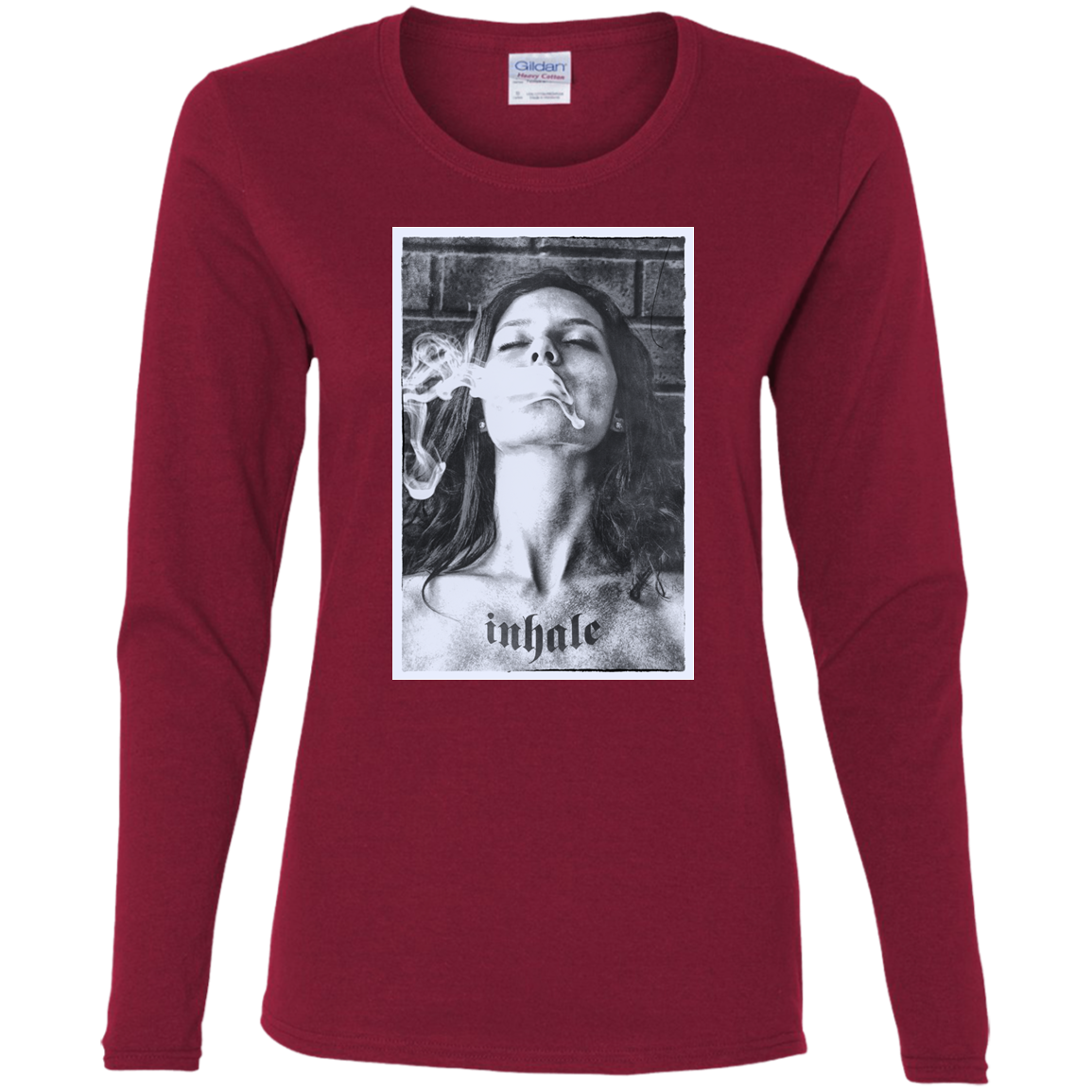 'INHALE" Ladies' Cotton LS T-Shirt