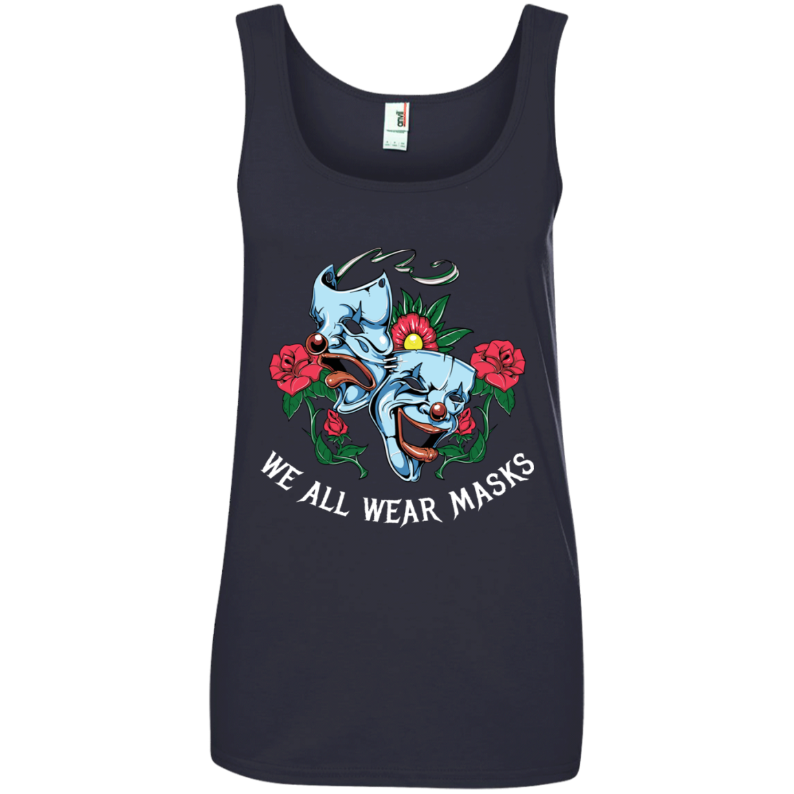 "WE ALL WEAR MASKS" Ladies' 100% Ringspun Cotton Tank Top