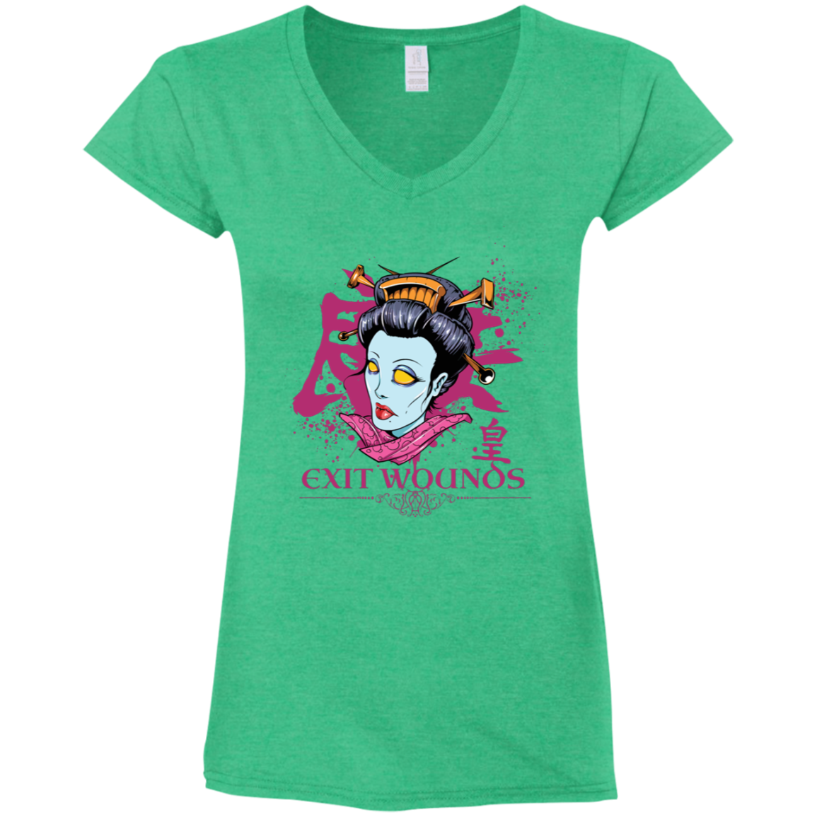 "EXIT WOUNDS" Ladies' Fitted Softstyle 4.5 oz V-Neck T-Shirt