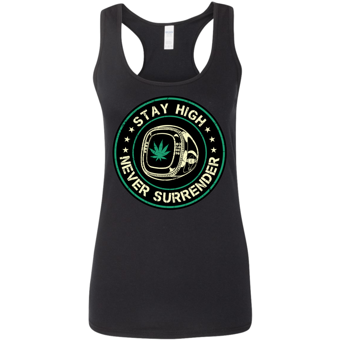 "NEVER SURRENDER" Ladies' Softstyle Racerback Tank