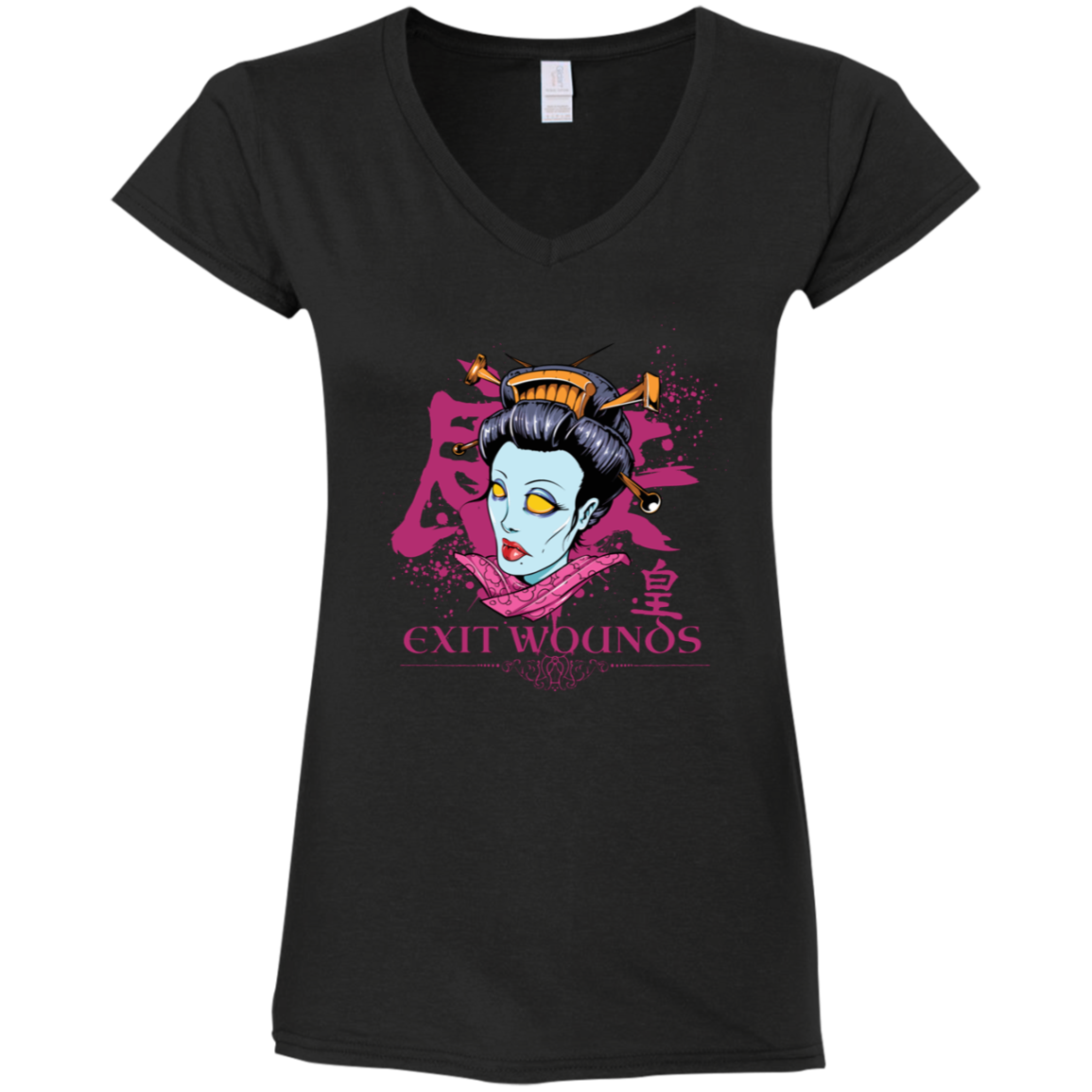 "EXIT WOUNDS" Ladies' Fitted Softstyle 4.5 oz V-Neck T-Shirt