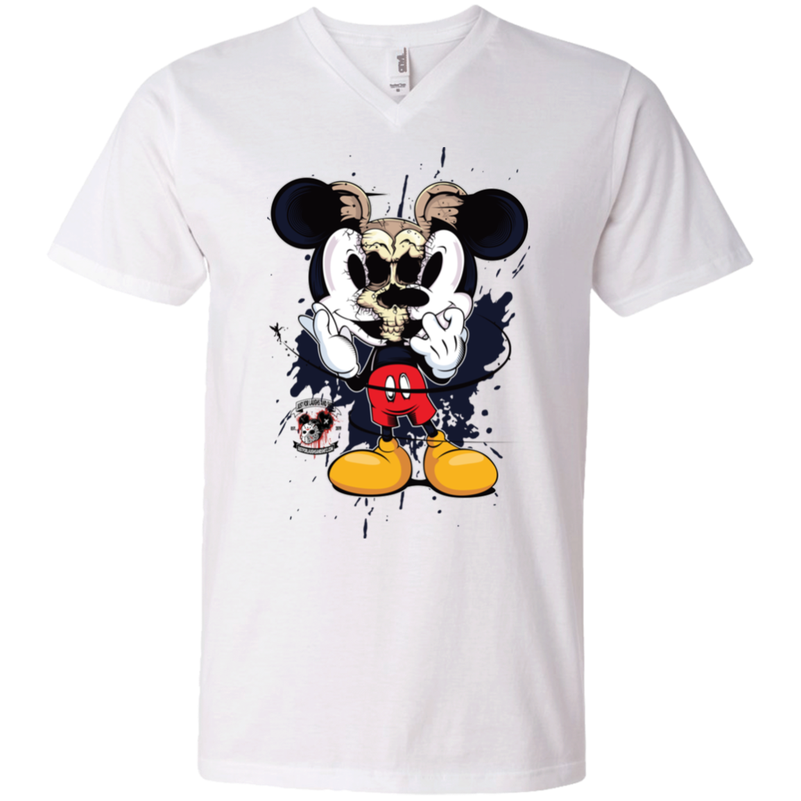 "SKULL MICKEY" Men's Printed V-Neck T-Shirt