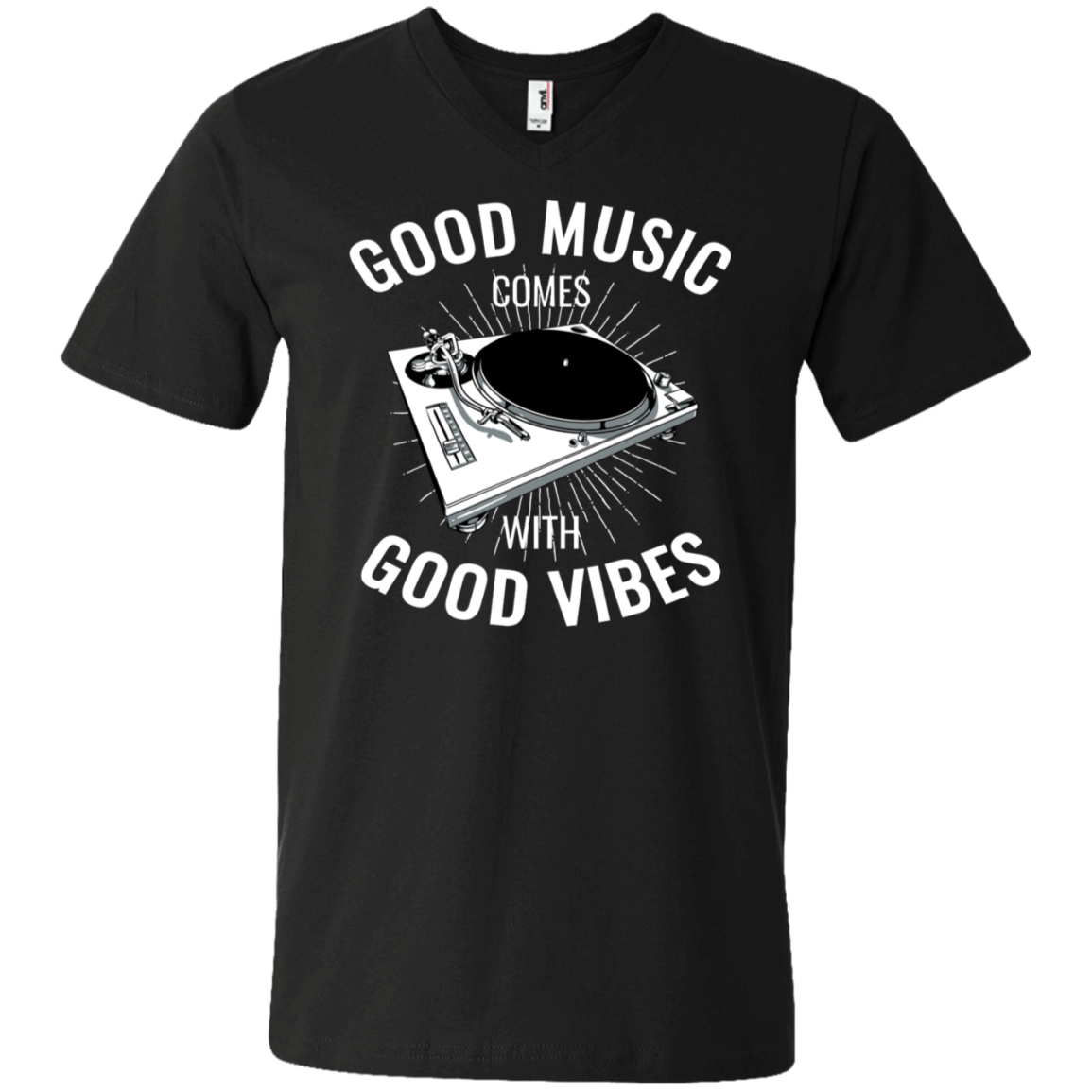 "GOOD VIBES" Men's Printed V-Neck T-Shirt