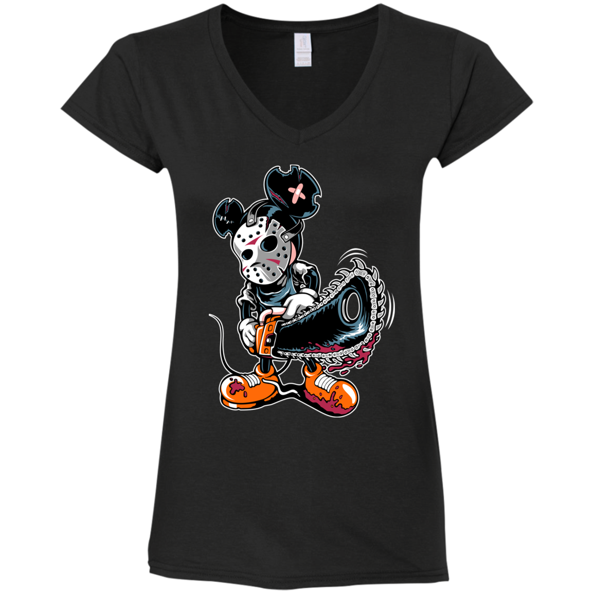 "MICKY PSYCHO" Ladies' Fitted Softstyle 4.5 oz V-Neck T-Shirt