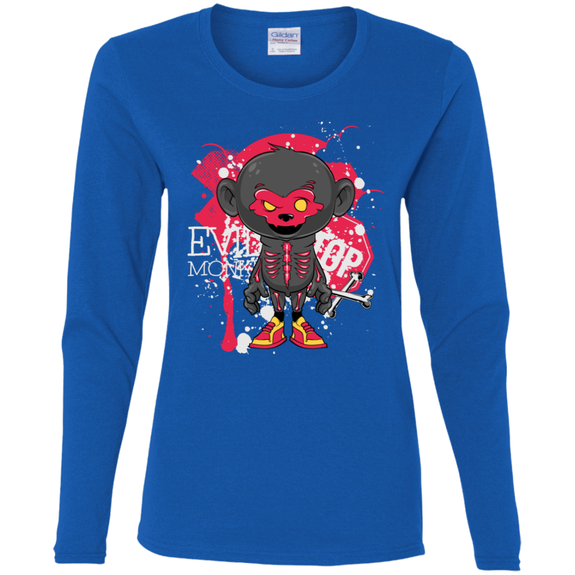 "EVIL MONKEY" Ladies' Cotton LS T-Shirt