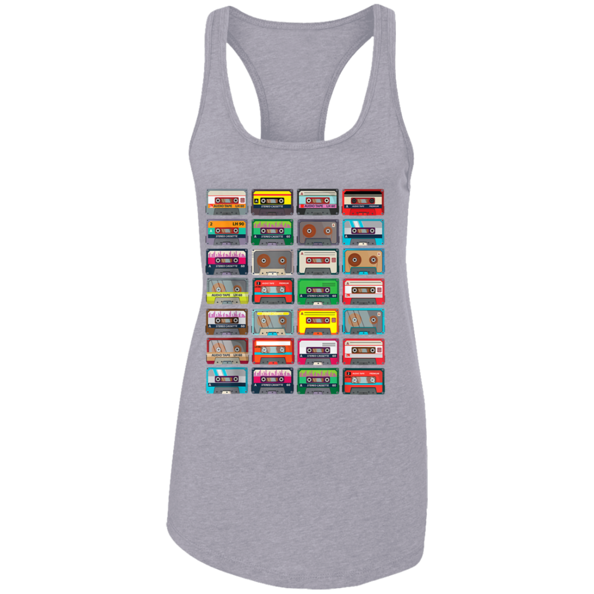 "VINTAGE CASSETTE TAPES" Ladies Ideal Racerback Tank