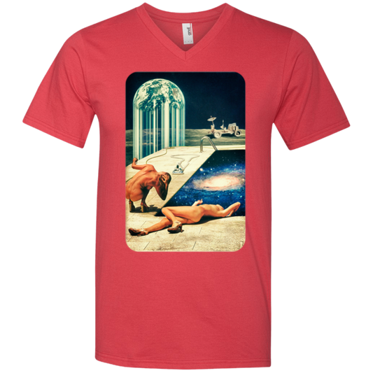 "MOON POOL" Men's Printed V-Neck T-Shirt