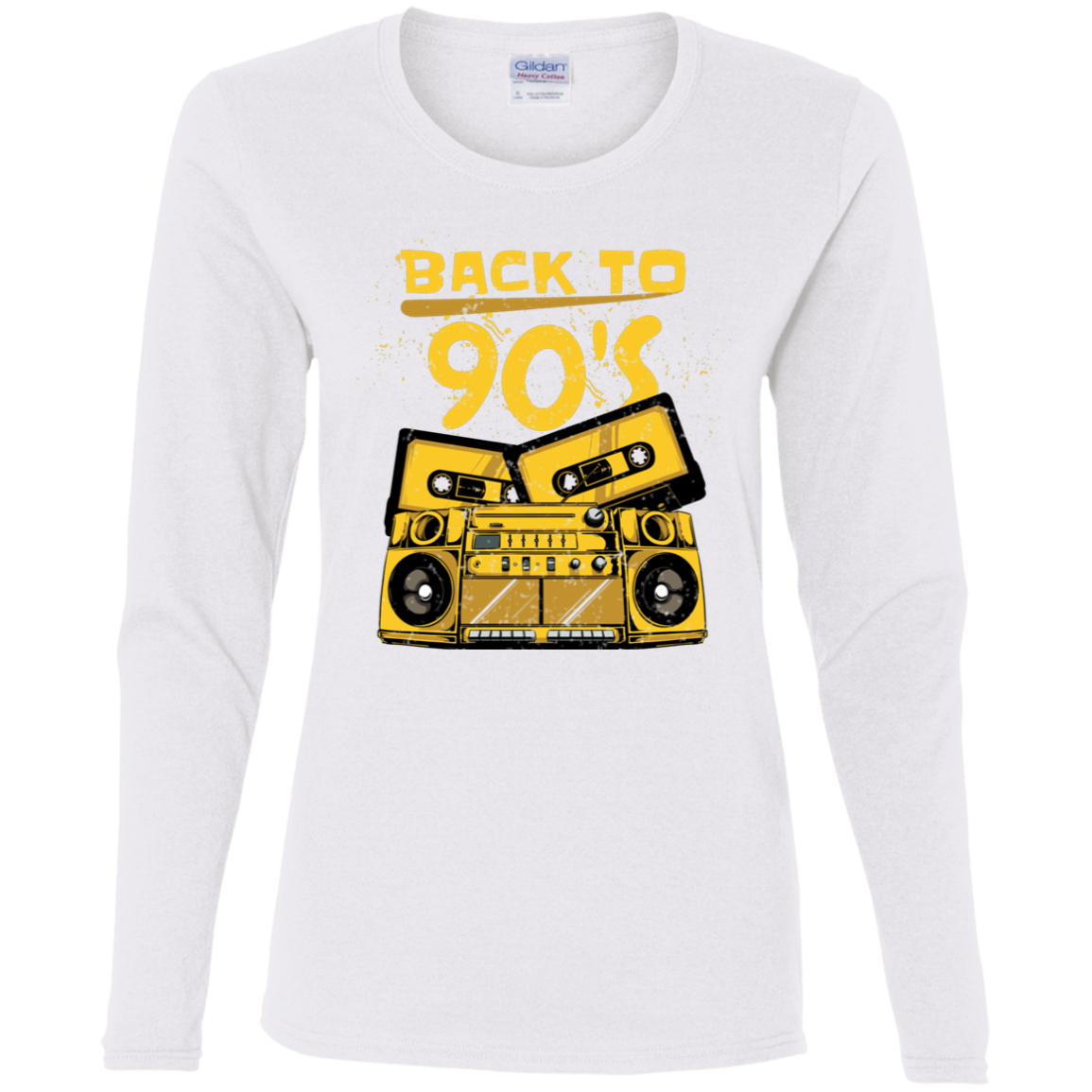 "BACK TO 90'S" Ladies' Cotton LS T-Shirt