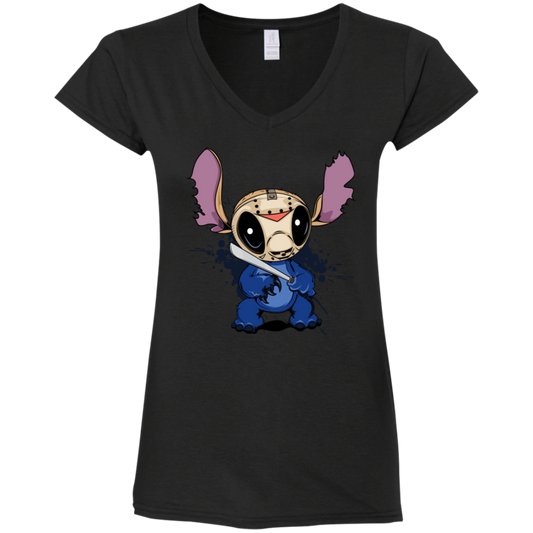 "KILLER STITCH" Ladies' Fitted Softstyle 4.5 oz V-Neck T-Shirt