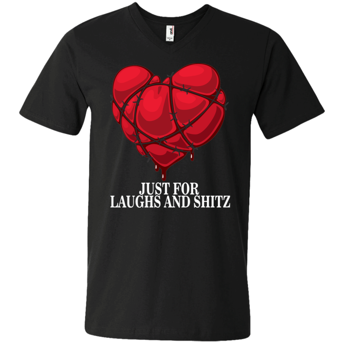 "MY BLOODY HEART" In White Print Men's Printed V-Neck T-Shirt