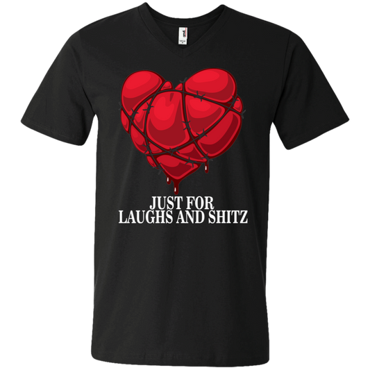 "MY BLOODY HEART" In White Print Men's Printed V-Neck T-Shirt