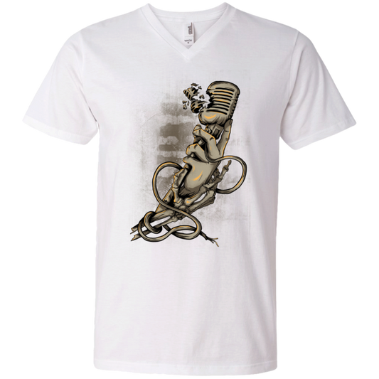 "MICROPHONE FIEND" Men's Printed V-Neck T-Shirt