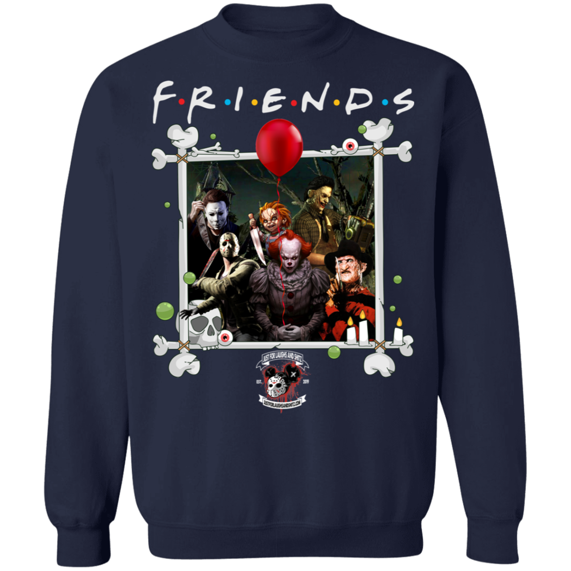 "FRIENDS IN HORROR" Crewneck Pullover Sweatshirt  8 oz.